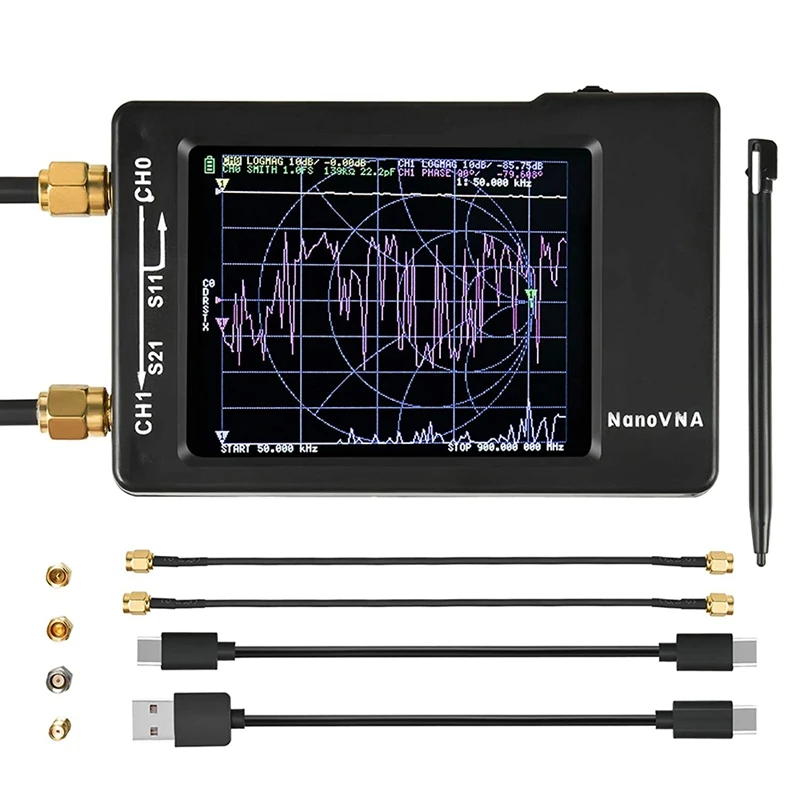 

NanoVNA-H Vector Network Analyzer, Portable VNA Antenna Analyzer Kit with 10KHz-1.5GHz, 2.8 Inch LCD Display Touching