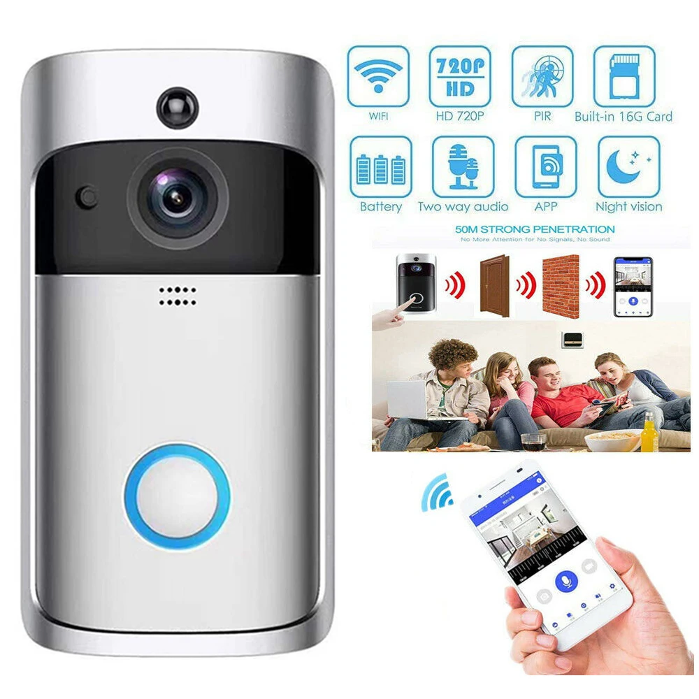 

WiFi Smart Doorbell Camera Remote Monitoring Wireless Intercom Video System Doorbell Camera Night Vision Home Security Cameras