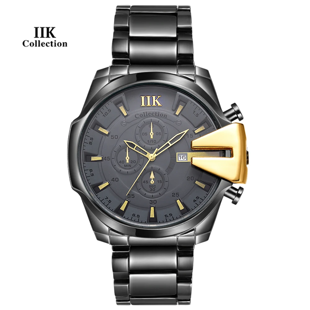 

2020 Personality Design Men's Fashion Cool Watch Stainless Steel Strap Waterproof Large Dial Quartz Watch IIK Series