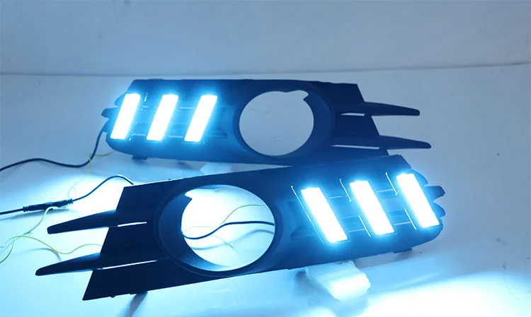 

eOsuns led drl daytime running light for Volkswagen Scirocco 2009-14 with Dynamic moving yellow turn signal and blue night light