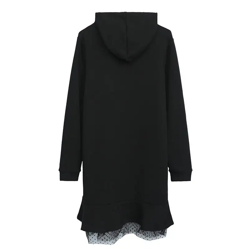 

3XL-8XL Large Size Winter Velet Women Hoodies Dress Deer Print Mesh Plus Size Dress Autumn Long Sleeve Casual Midi Women Dresses