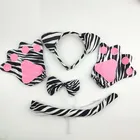 Плюшевый костюм для косплея для мальчиков, повязка на голову с ушками зебры, хвост, лапа, перчатки, комплект с животными для вечеринки, дня рождения, для взрослых и детей