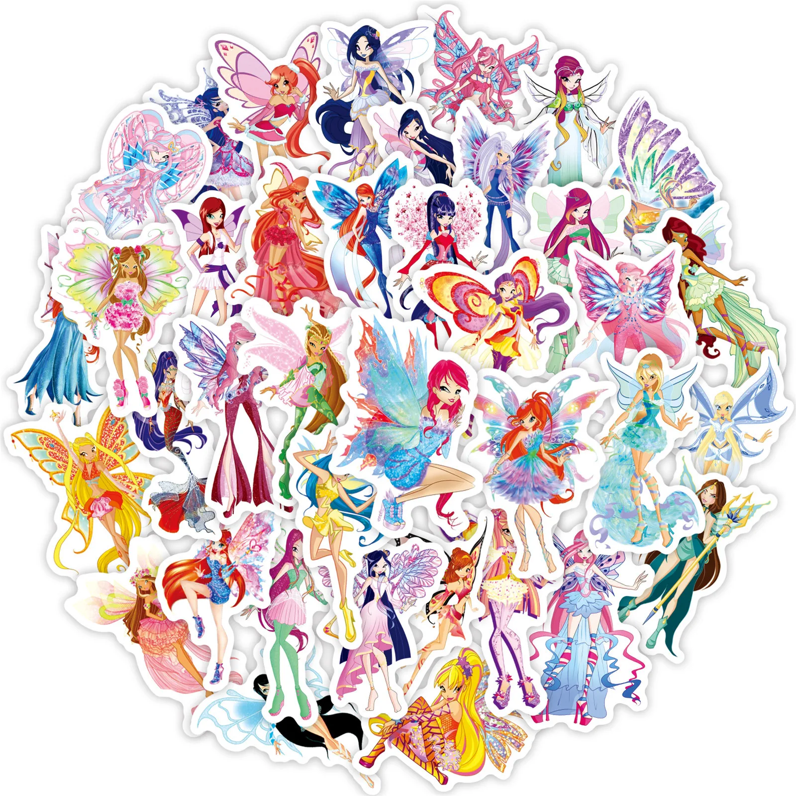 

10/30/50PCS Pretty Butterfly Girl Creative Decoration Sticker Scrapbook Skateboard Guitar Suitcase Cartoon Sticker Wholesale