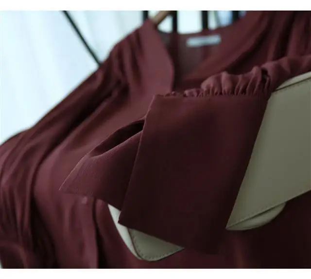 

Women 2021 Chiffon Blouse Spring Summer V-neck Ladies Tops