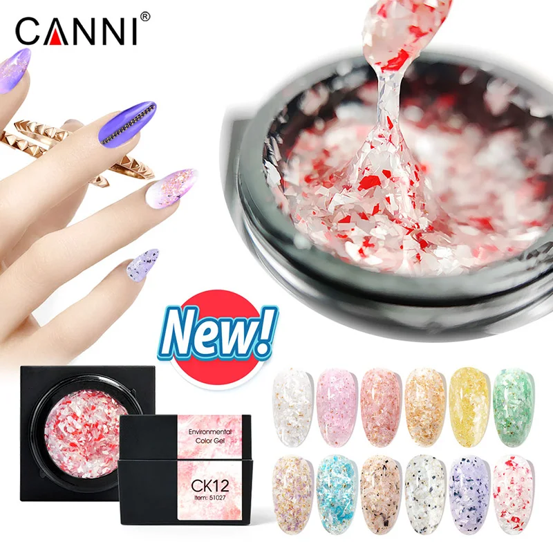 CANNI Новое поступление 5 мл УФ/светодиодный 12 цветов минеральный гель Сияющий Блестящий цветной гель краска - изображение