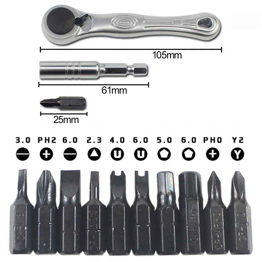 12 в 1 ручка мини трещотка Отвертка наборы трещотки набор инструментов гаечный