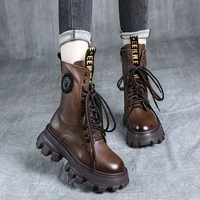 fashion motorcycle boots boots leather autumn and winter metal buckle high heels zipper casual ankle boots womens shoes