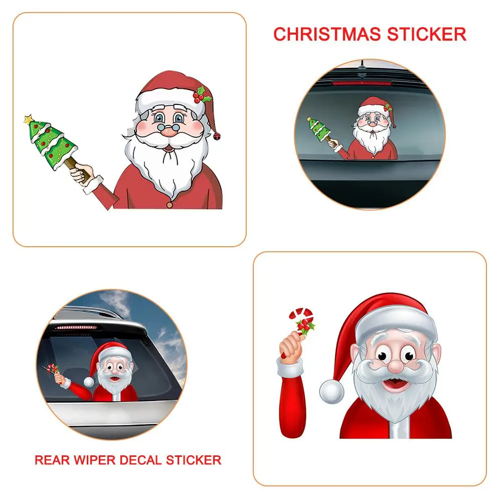 

New Car Window Stickers Rear Wiper Stickers Santa Claus Snowman Sticker For Car Christmas Decoration Dropship
