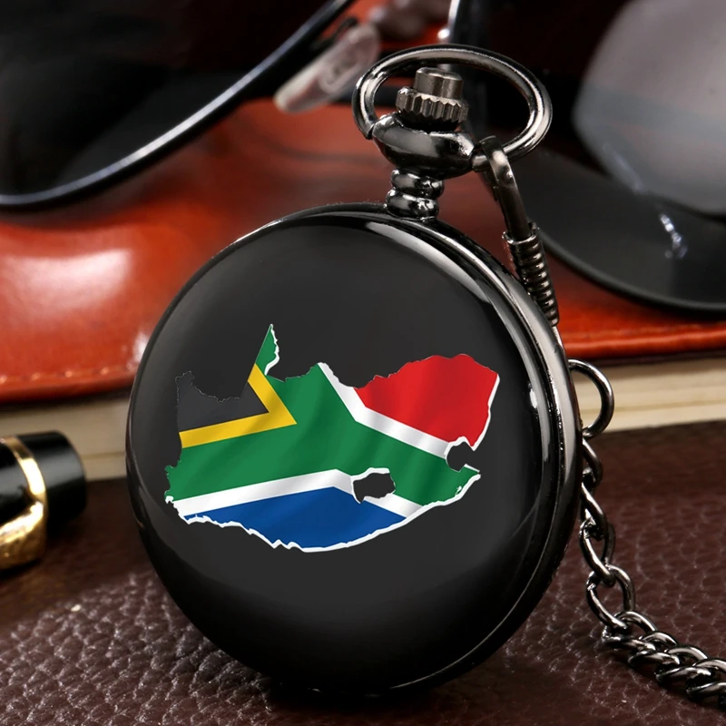 

ZA RSA SA South Africa Map Flag Republic of S Africa RSA Pretoria Cape Town Mandela Decoration Quartz Pocket Watch Chain Jewelry