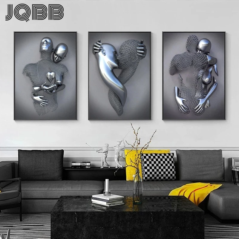

Metal Figure Statue Art Canvas Painting Romantic Abstract Posters And Prints Wall Pictures Modern Living Room Home Decoration