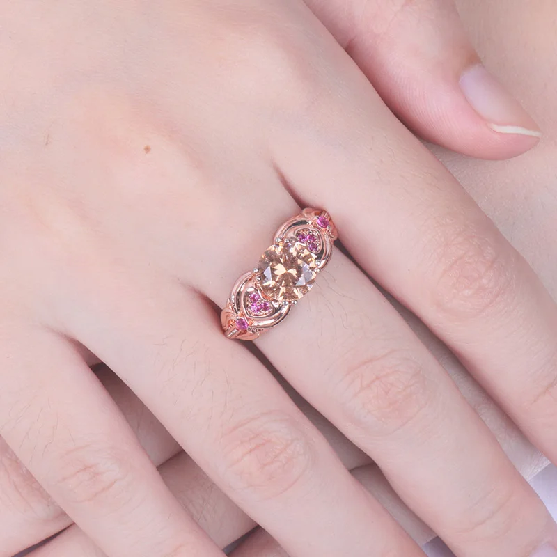 

COSYA 100% 925 Sterling Silver Rose Gold Elegant High Carbon Diamond Rings For Women Engagement Party Fine Jewelry Birthday Gift