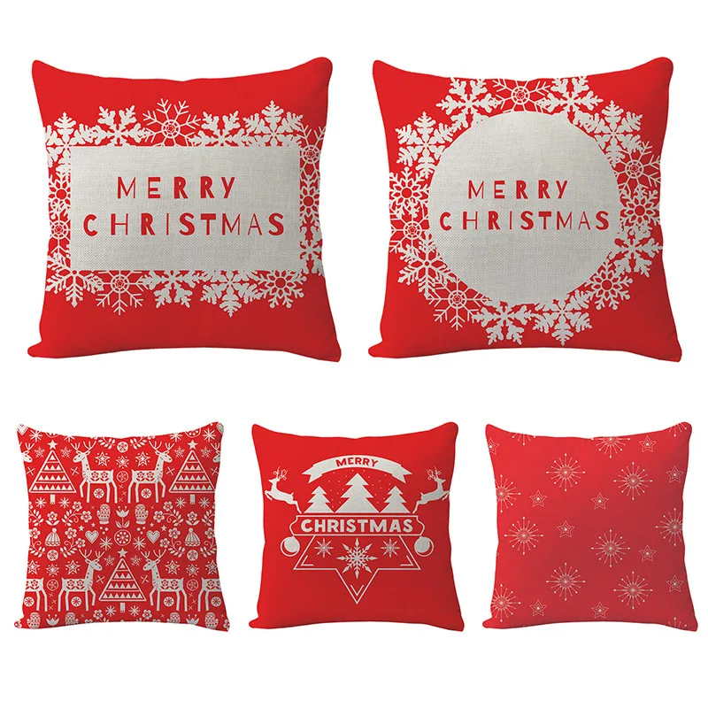 

Home Sofa Decoration 45x45 Cm Red Christmas Tree Elk Snowflake Series Golden Pillow Case Santa Claus Cushion Cover 2pc/lot