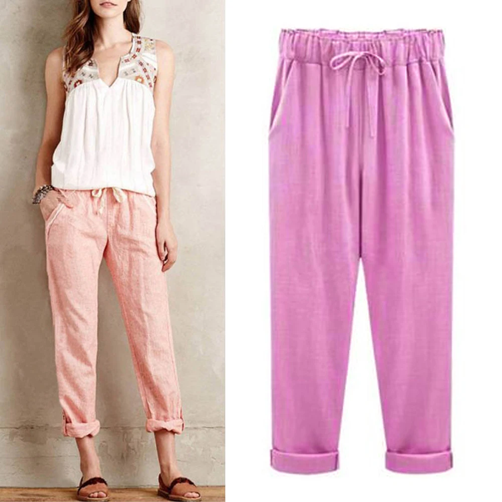 

Women's Solid Color Loose Slim Harem Pants Spring Autumn Casual Cotton Linen Fashion Pants Plus Size 2021 Hot Sale