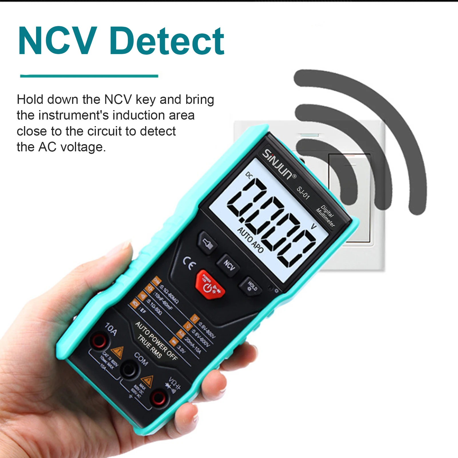 

SJ-01 Digital Multimeter Intelligent Automatic Scan Tester DC/AC Voltage Current Capacitance Resistance NCV Diode On-off Test