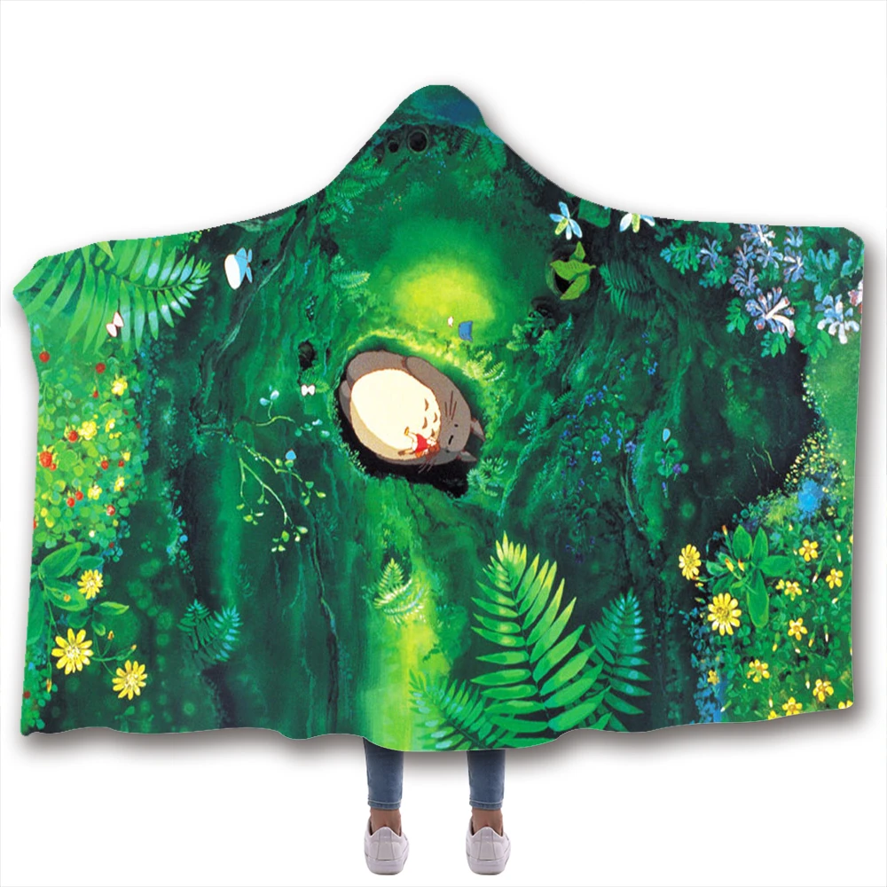 Мягкое одеяло с рисунком аниме Мой сосед Тоторо теплое шерстяное бархатное худи