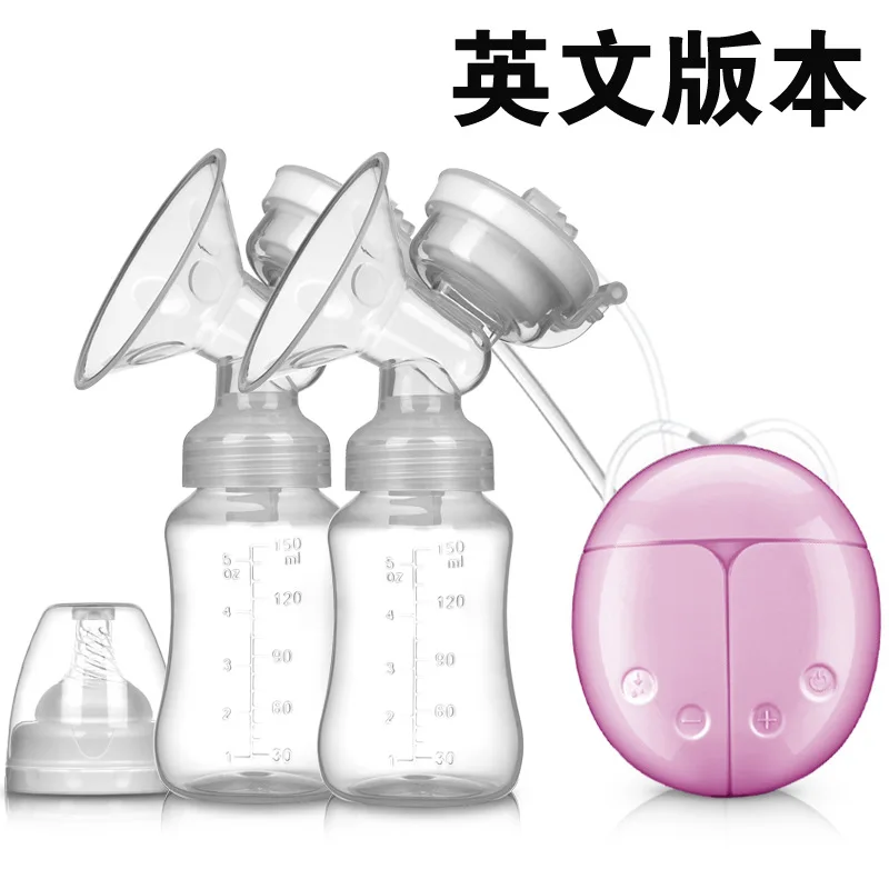 English version Pink ZIMEITU электрические молокоотсосы для детской бутылочки мощный всасывающий USB Электрический молокоотсос с детской бутылочкой для молока - Цвет: English version Pink