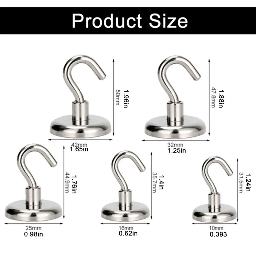 

Magnetic Hooks Powerful Magnetic Hook Holder Wall Suction Hook Bracket Hardware Magnetic Tool Silver