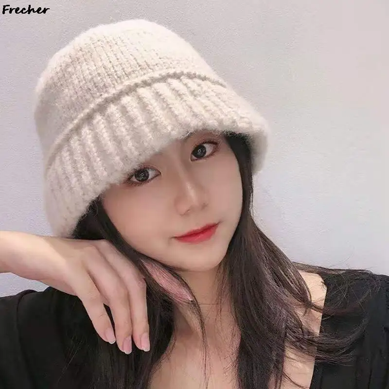 

Women's Autumn and Winter Vintage Black Knitted Adjustable Bucket Hat Female All-match Small along Fisherman Hat Casual Hat
