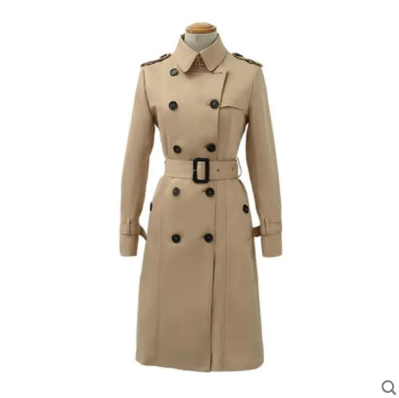 

Khaki British windbreaker women's trench coats skirt тренч женский длинный spring 2021 new mid-length style classic clothing