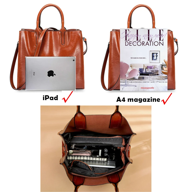 Винтажные большие дамские сумочки из натуральной кожи вместительные рабочие