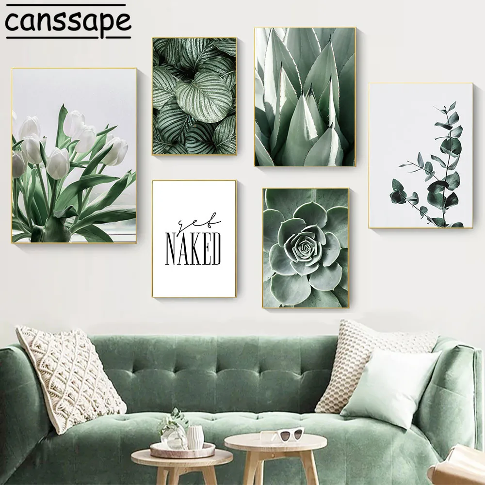 Настенная картина с изображением растений-суккулентов цветов зеленых растений