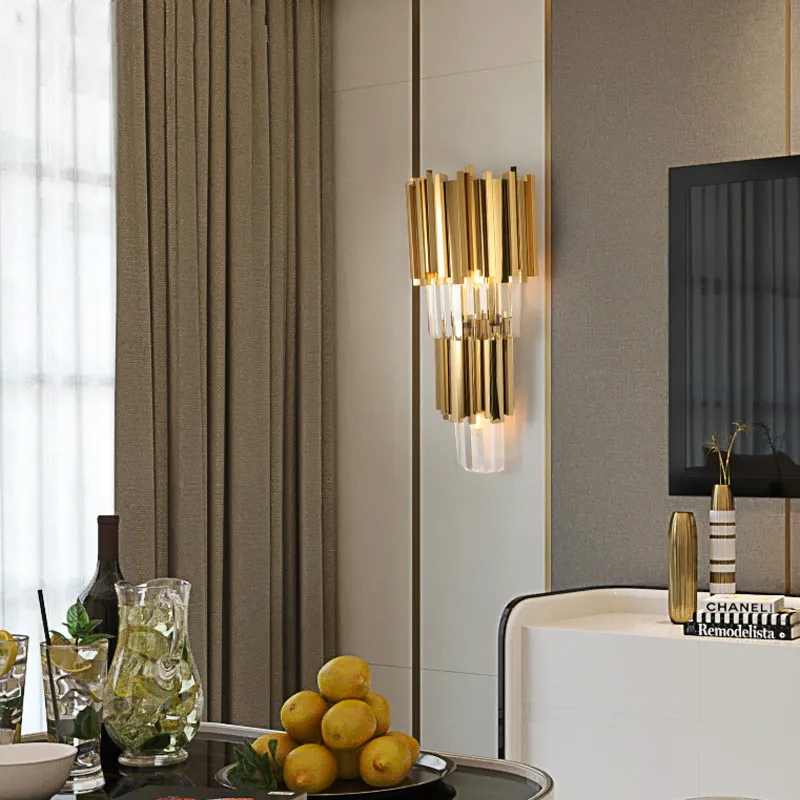 

Nordic Wall Lamps for Bed Rooms Gold Crystal Living Room Bathroom Home Lighting Creative LED Corridor Stairs Light