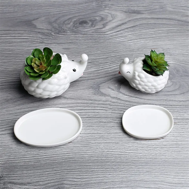 Керамический Ежик кашпо для суккулентов белый фарфор животные зеленые растения