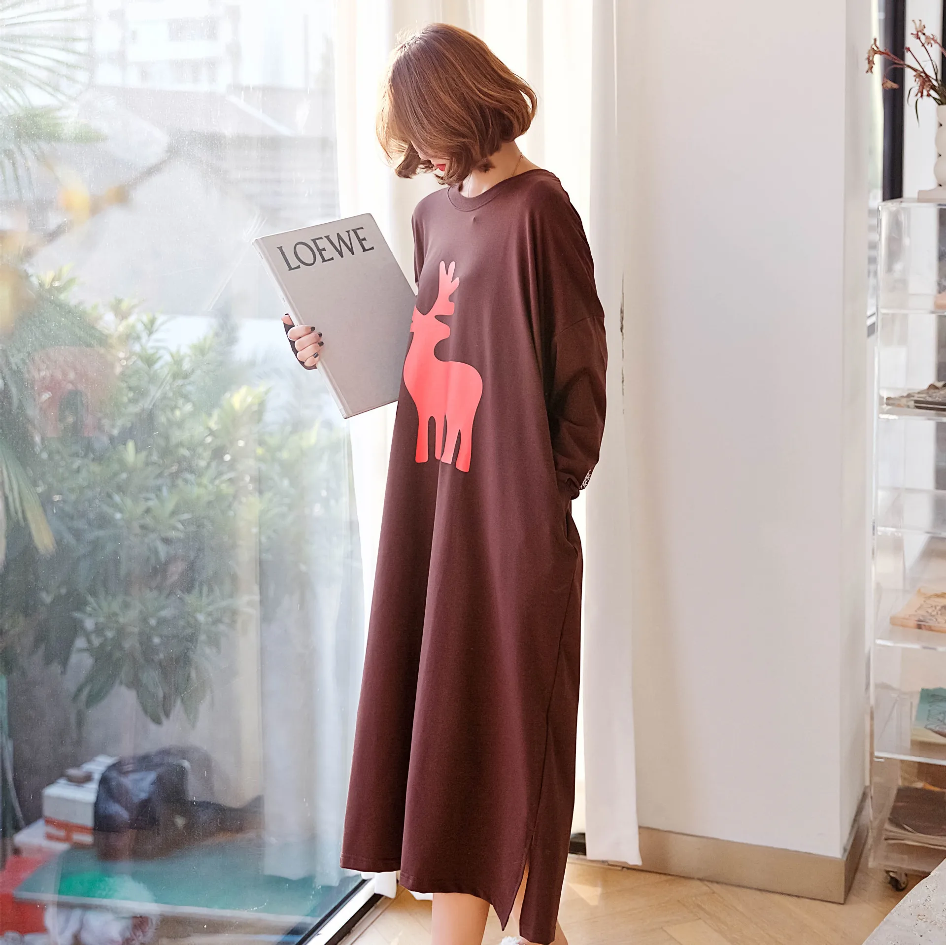

Large size 10XL bust 144cm home wear long women nightshirt oversized women's night dress nightgown female