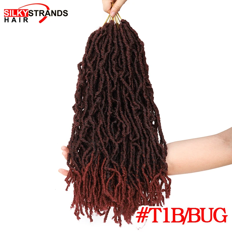 T1B/бордовый Мягкие Dread Bobbi Boss Nu Locs крючком волосы 18 дюймов 20 прядей/упаковка Омбре Faux Locs синтетические косички для наращивания волос - Цвет: T1B/бордовый
