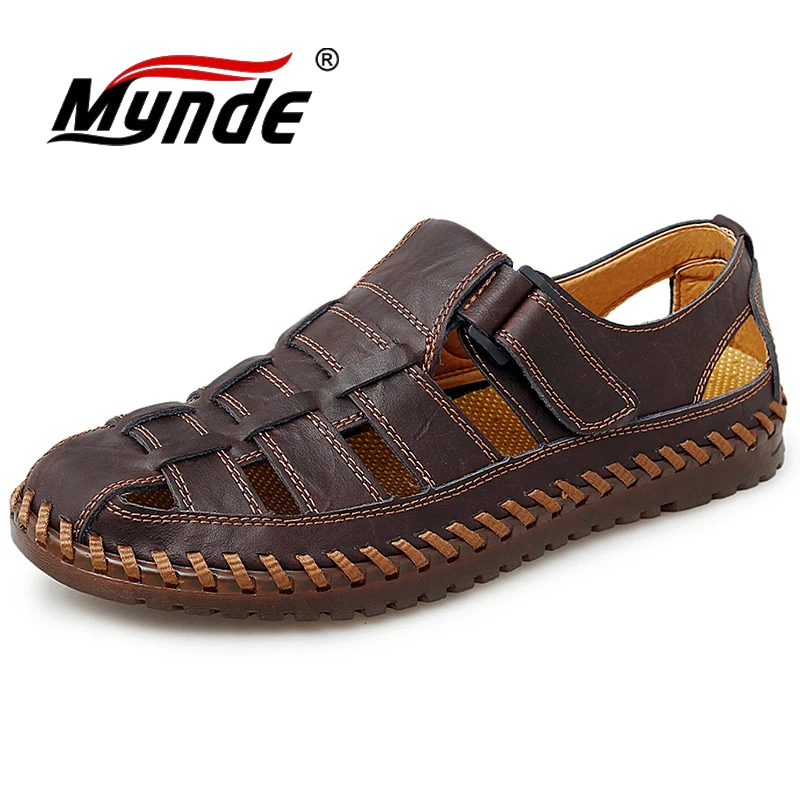 Мужские сандалии из дышащей кожи Повседневная Уличная обувь пляжные босоножки