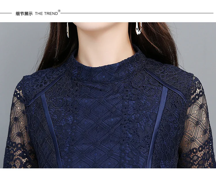 

2021 Spring Dress New Slim Skinny Bottom Skirt Korean Temperament Spring and Autumn Long Sleeve Lace Dress for Women