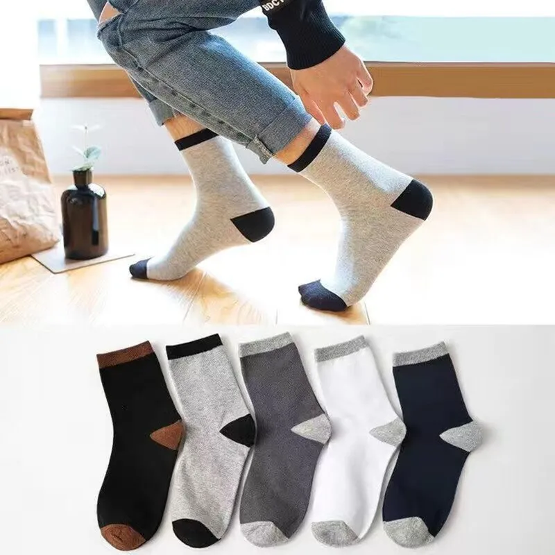 

5 Pair Socks Men's Tube Socks Men's Stockings Thick Sports Cotton Socks Deodorant Spring and Summer Season Socks