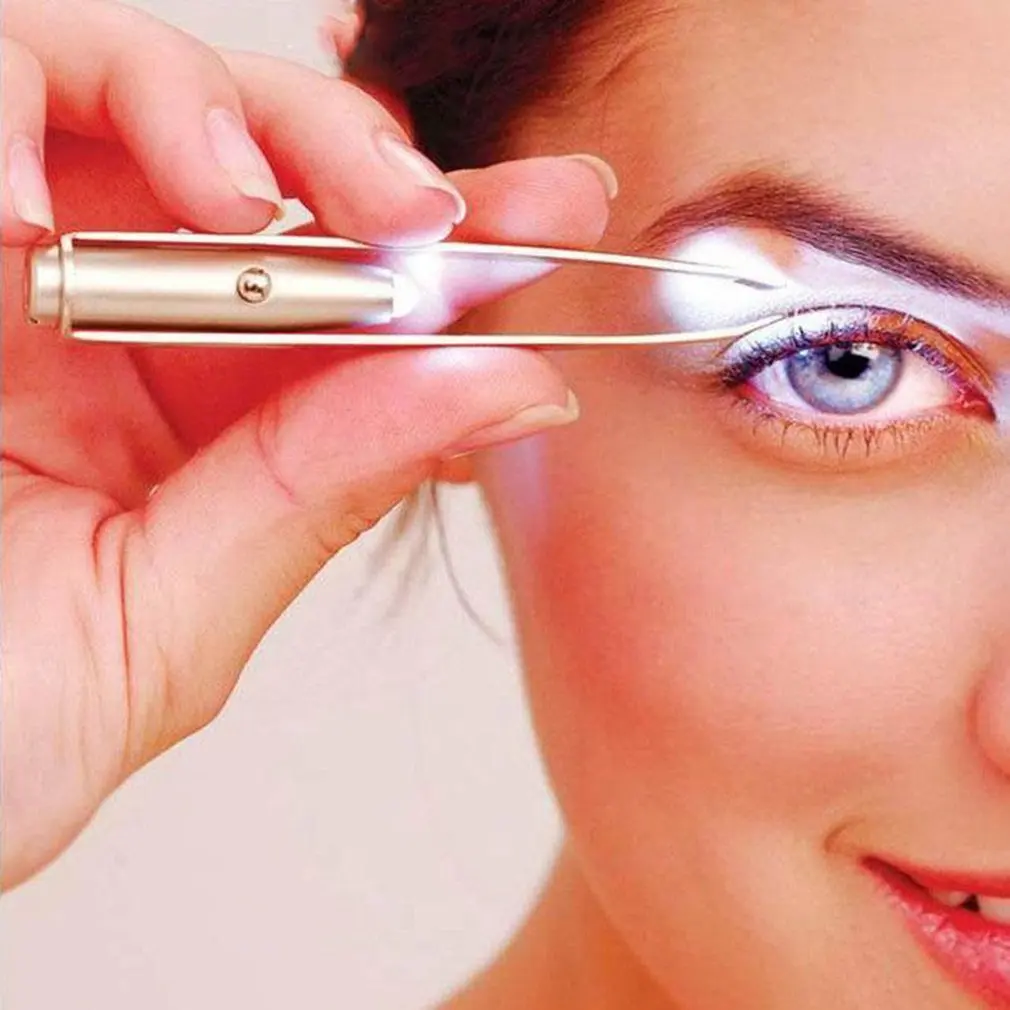 

New Portable Tweezer With Led Light Hair Removal Eyebrow Beauty Make Up Tool With Led Light Foe Women