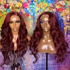 Парик Topodmido 99J, цвет 13x 4, с волосами младенца, красный бразильский парик из натуральных волос со средней частью, волосы Реми, парики с застежкой 4x4