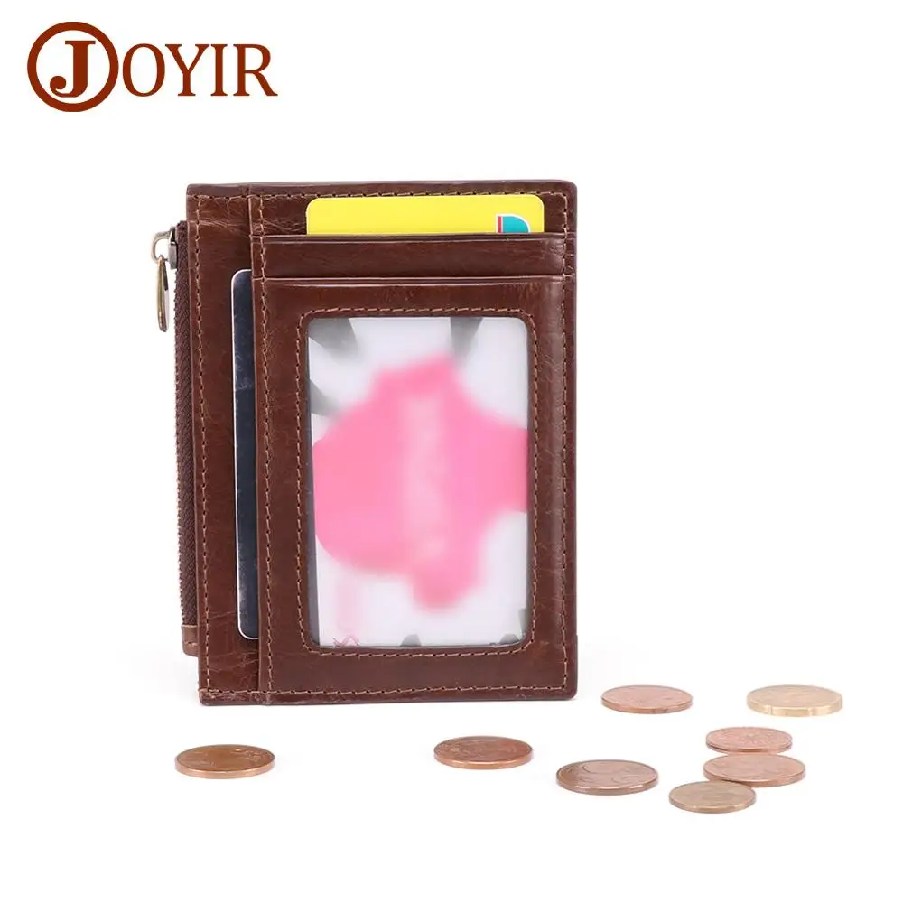JOYIR из натуральной яловой кожи RFID мужской карт-Холдер, кошелек мини Повседневный держатель для карт с карманом для монет мужские маленькие тонкие кошельки