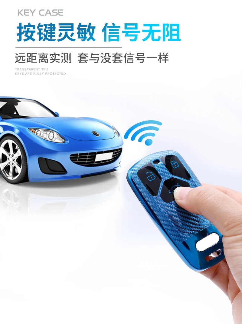 

Car Styling TPU Carbon Fiber Smart Cover Case For Audi A4 New A4L A5 A6L QT S5 S7 Q7 TTS Auto Protection Key Shell Accessories