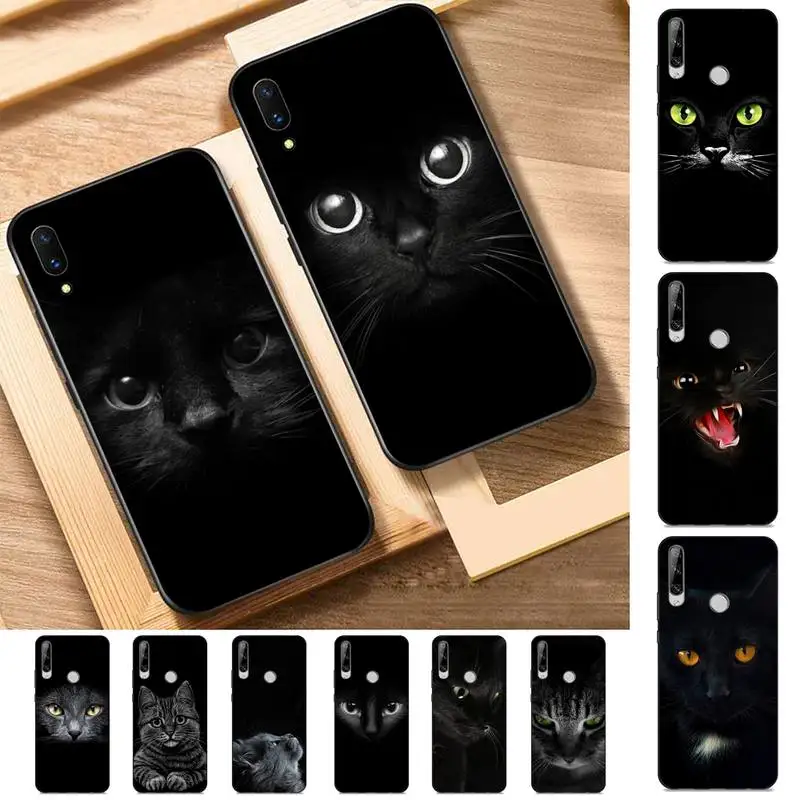 

TOPLBPCS Cute Black Cat Phone Case for Huawei Y 6 9 7 5 8s prime 2019 2018 enjoy 7 plus