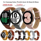 Ремешок кожаный для Samsung Galaxy Watch 4 40 мм 44 ммGalaxy Watch 4 Classic 42 46 мм, быстрая замена, умные аксессуары, 20 мм