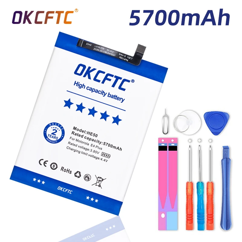 

OKCFTC High Quality 5700mAh HE50 Battery For Motorola Moto E4 Plus E5 PLUS XT1770 XT1771 XT1775 XT1774 XT1776