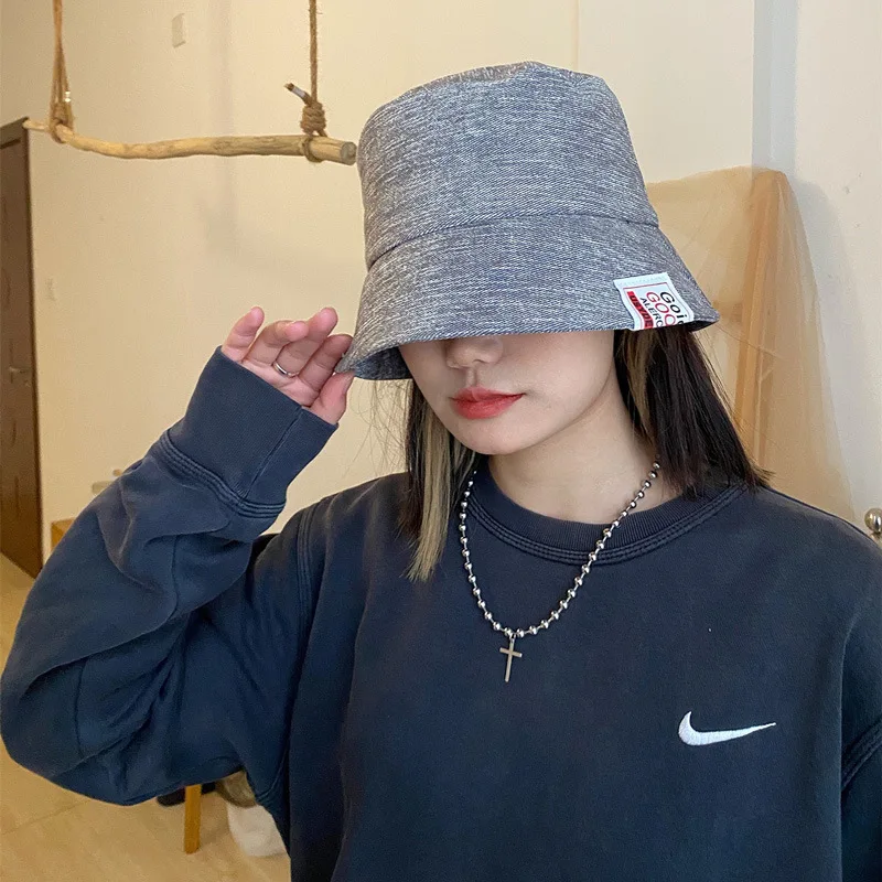 2021 Korean version spring net red ins Japanese patch basin hat wild shade bucket fisherman hat femal