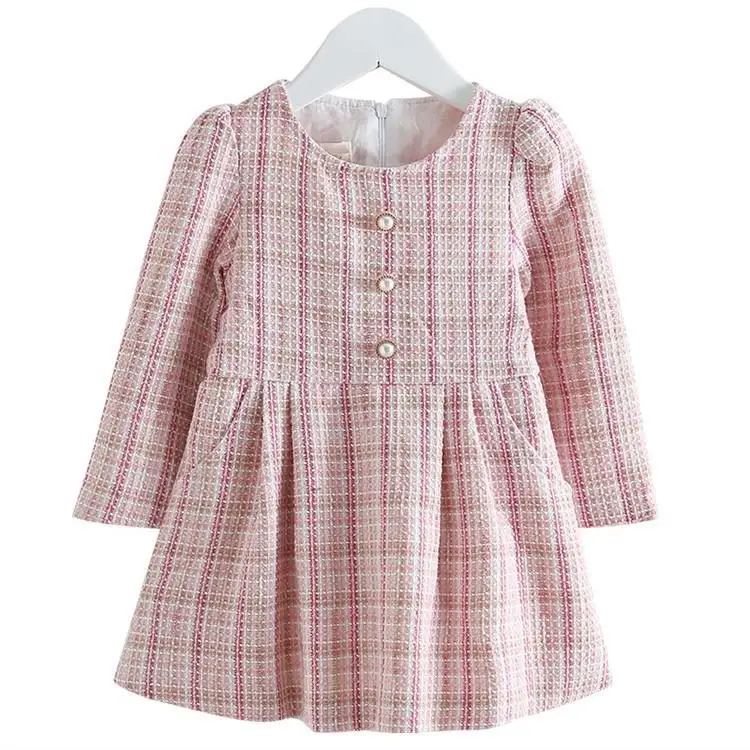 Kids Dresses for Girls with Sleeves 2019 Autumn Plaid Party and Wedding Pink Dress In Long | Детская одежда и обувь
