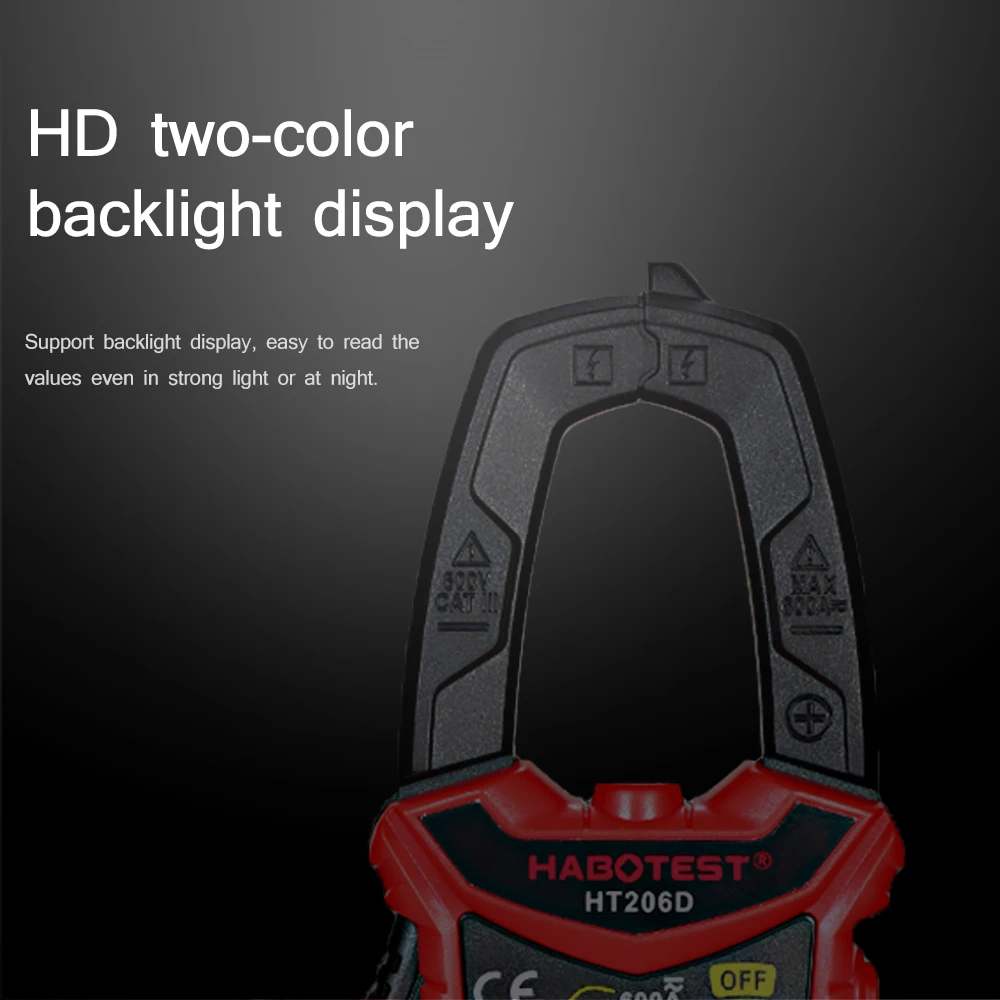 HABOTEST HT206A/HT206B/HT206D AC/DC Цифровой клещи для измерения напряжения переменного/постоянного тока, переменного/постоянного тока, NCV зажим мультиметр