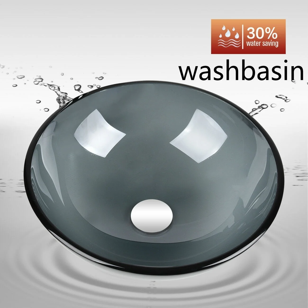 

Bathroom Tempered Glass Vessel Single Sink Bath Basin Bowl Pop UP Drain Combo US