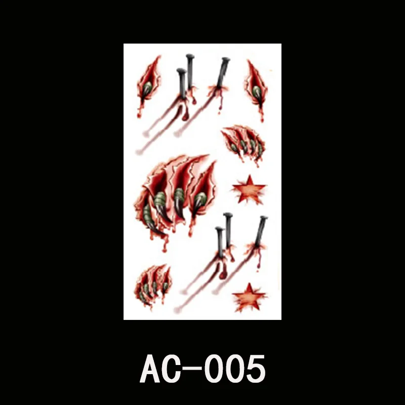 Временные татуировки на Хэллоуин наклейка s зомби с кровавым макияжем раны