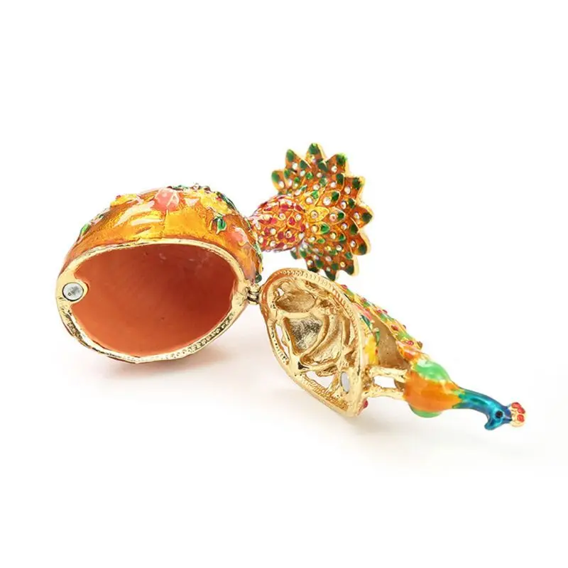Peacock Shape Faberge-Egg Series Hand Painted Jewelry Trinket Box Unique Gift for Easter Home Decor Collectible | Украшения и
