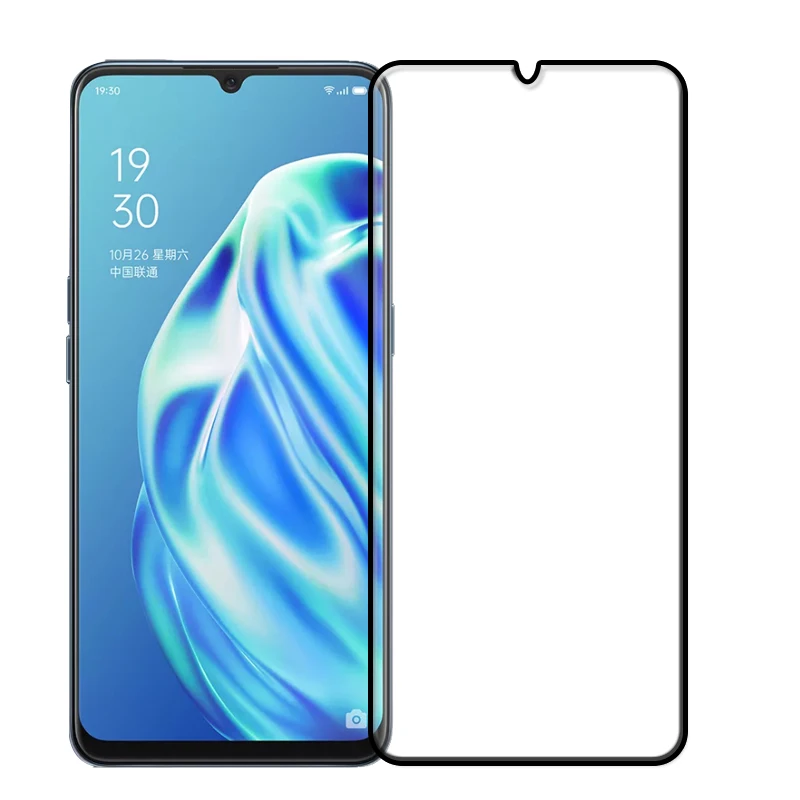 2 piezas para Oppo A91 vidrio para OPPO F15 dureza de vidrio templado cubierta completa pegamento Protector de pantalla vidrio Protector OPPO A91 F15 6,4"-1