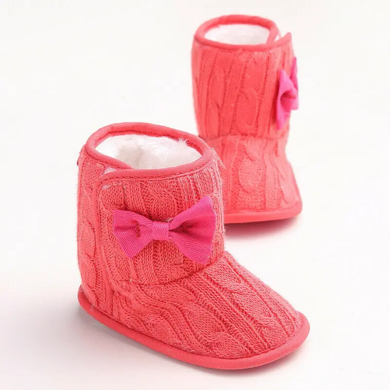 Newborn Baby Toddler Boys Girls Knitted Anti-Slip Boots Warm Slippers Crib Shoes 0-18M winter warm soft sole shoes boots | Мать и ребенок
