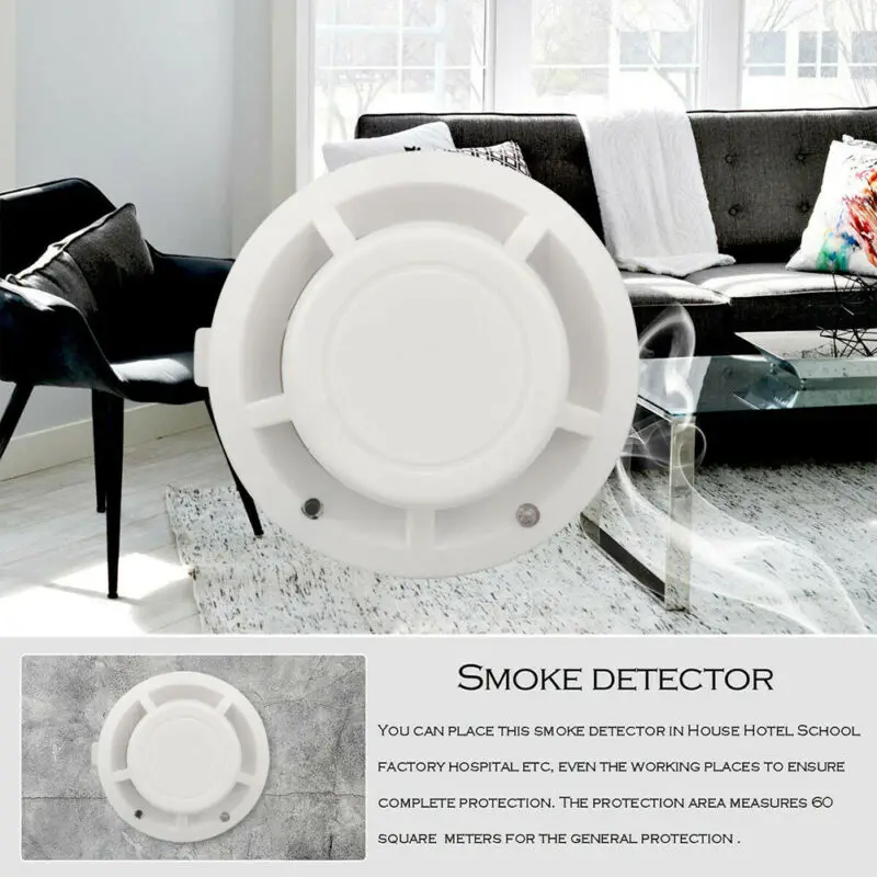 Горячая Распродажа дымовая сигнализация на батарейках датчик пожарной