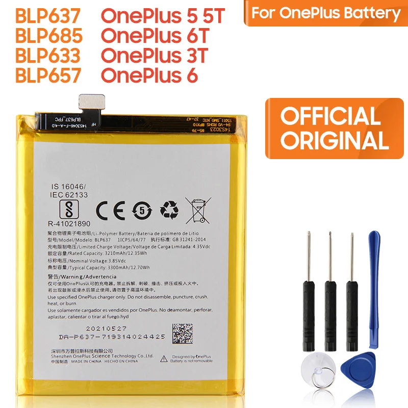 Аккумулятор Сменный BLP637 для OnePlus 5 5T One Plus 1 2 3 6 6T 7T 7Pro + Pro 7 оригинальный | Мобильные