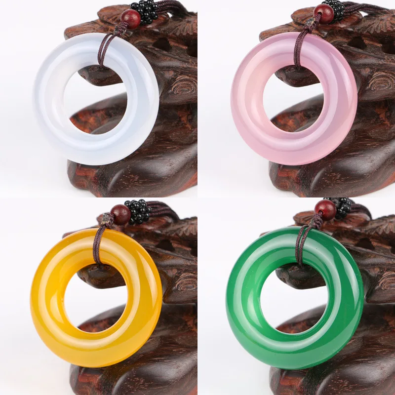 

Ожерелье из натурального агата с безопасной пряжкой, подвеска из пончика, очаровательные украшения, модные аксессуары, ручная работа, мужск...